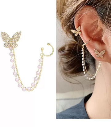 Golden ear chain earrings