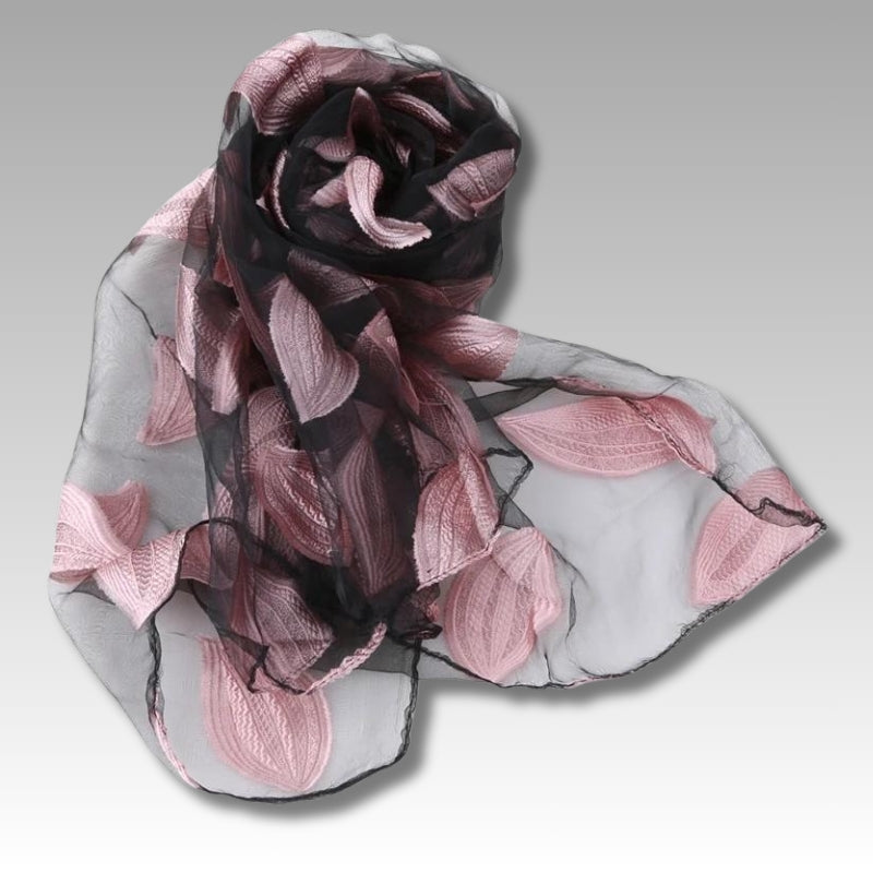 Leaf Cut Flowers Silk Scarf