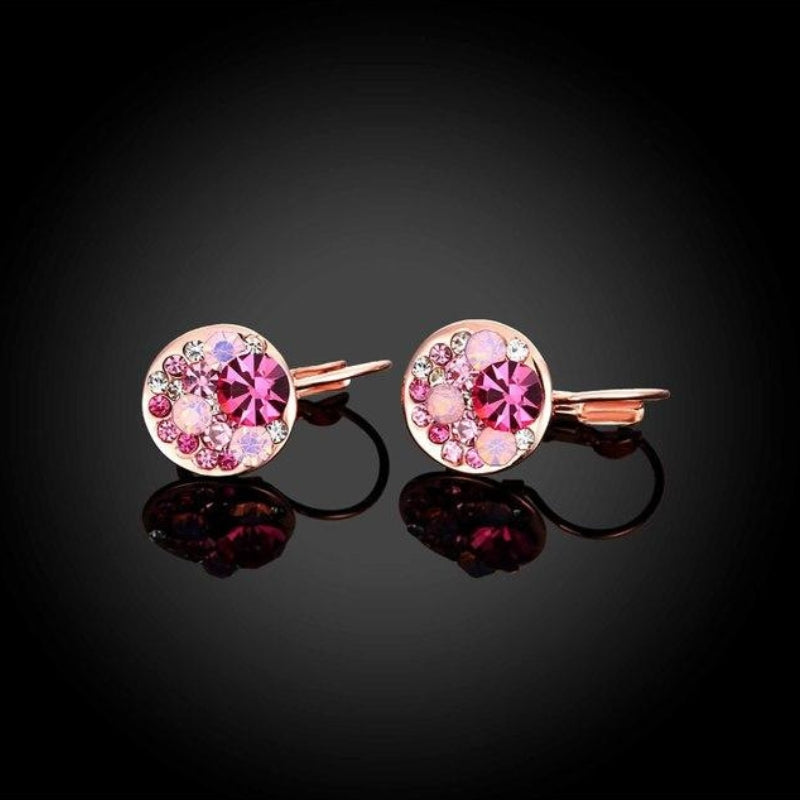 Pink Crystal Clip On Earrings