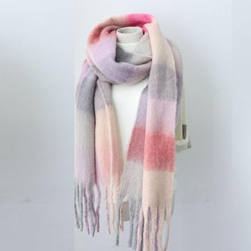 Wool Scarf - Pink, White and Lilac Pattern