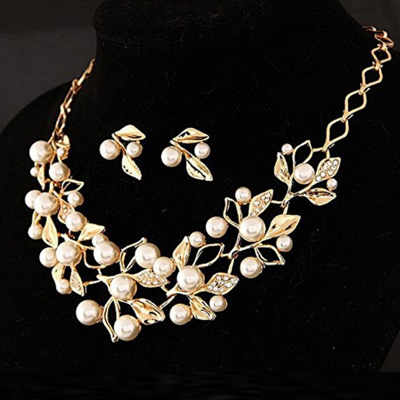 Pearl Studded Necklace with Earrings